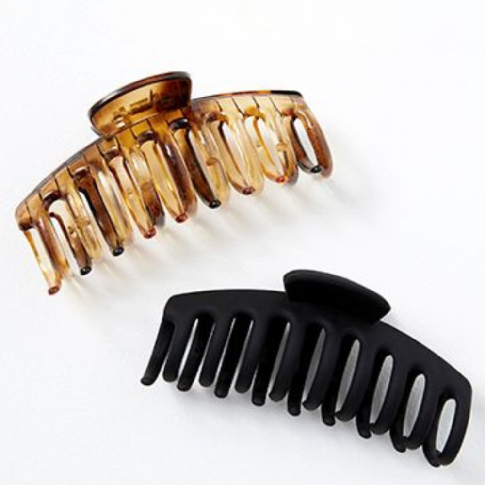 Gemelli Jenna hair clips, black and tortoiseshell.